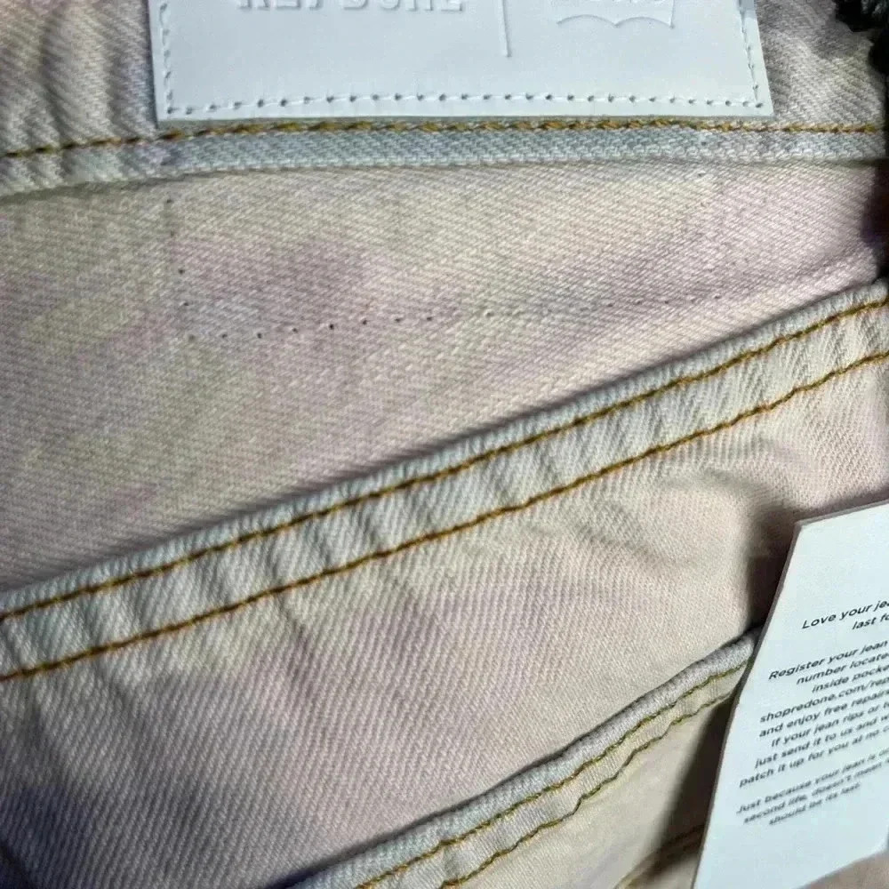 NWT Redone RE/DONE Levi Levi's Edition 'The Short' Denim Shorts Light Pink - Picture 7 of 7